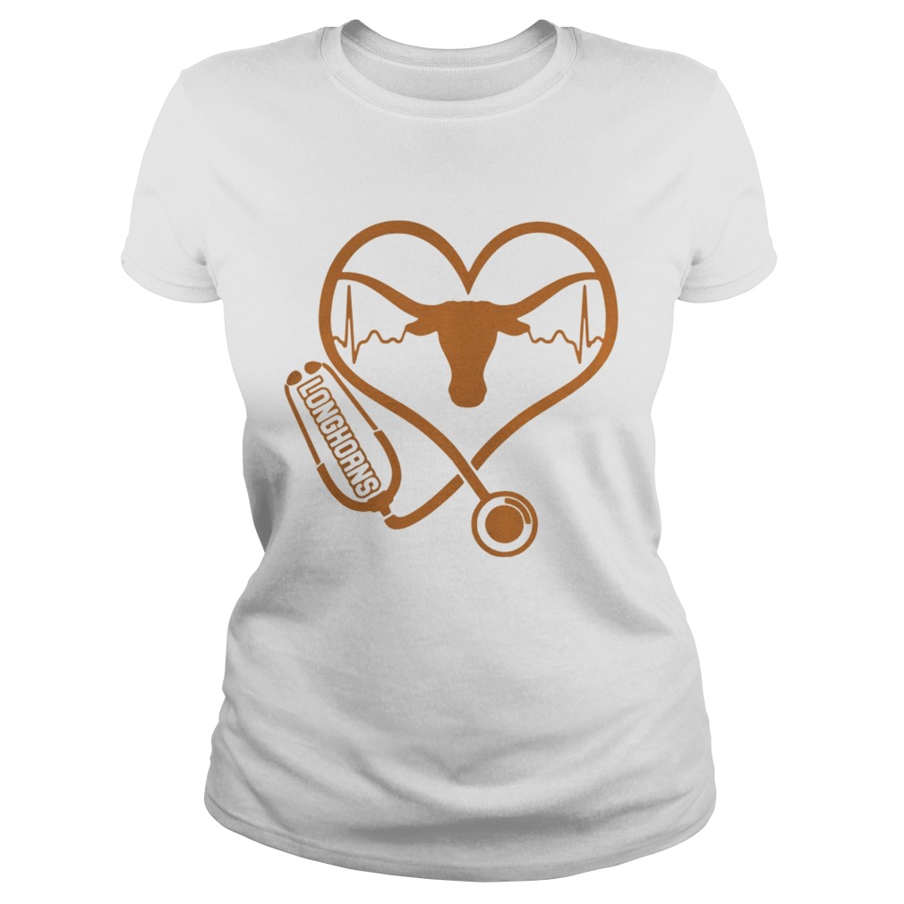 Texas Longhorns football nurse stethoscope love heartbeat Classic Ladies