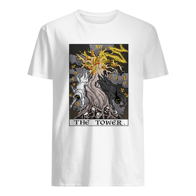 The Tower Tarot Card Halloween Tree of Life Goth Witch Gift shirt