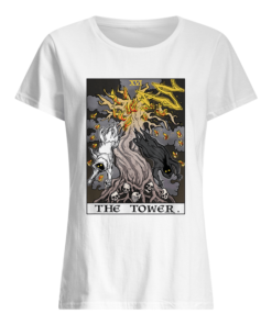 The Tower Tarot Card Halloween Tree of Life Goth Witch Gift  Classic Women's T-shirt