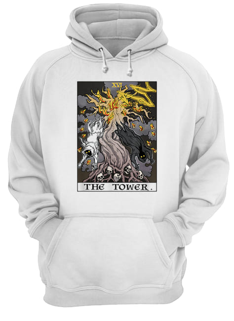 The Tower Tarot Card Halloween Tree of Life Goth Witch Gift Unisex Hoodie