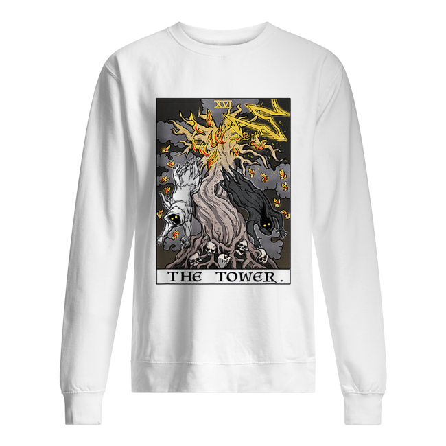 The Tower Tarot Card Halloween Tree of Life Goth Witch Gift Unisex Sweatshirt
