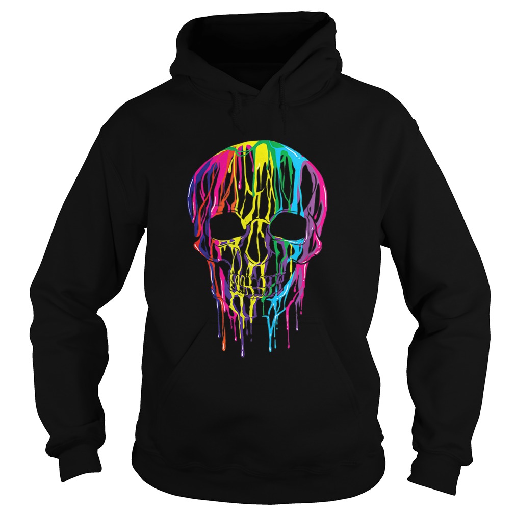 Top Colorful Melting Skull Halloween Kids Art Graphic Hoodie