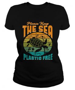 Turtle please keep the sea plastic free vintage  Classic Ladies