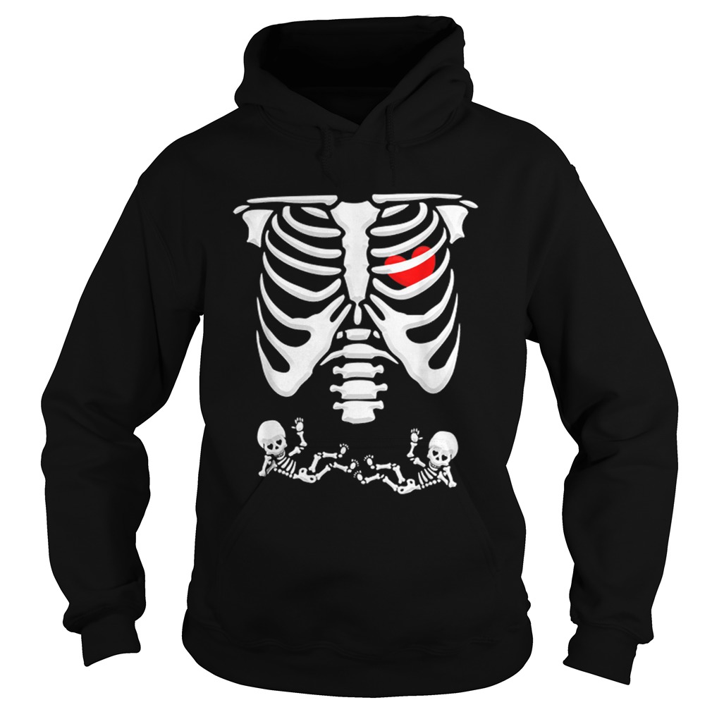 Twins Pregnancy Announcement Skeleton Xray Funny Halloween Hoodie