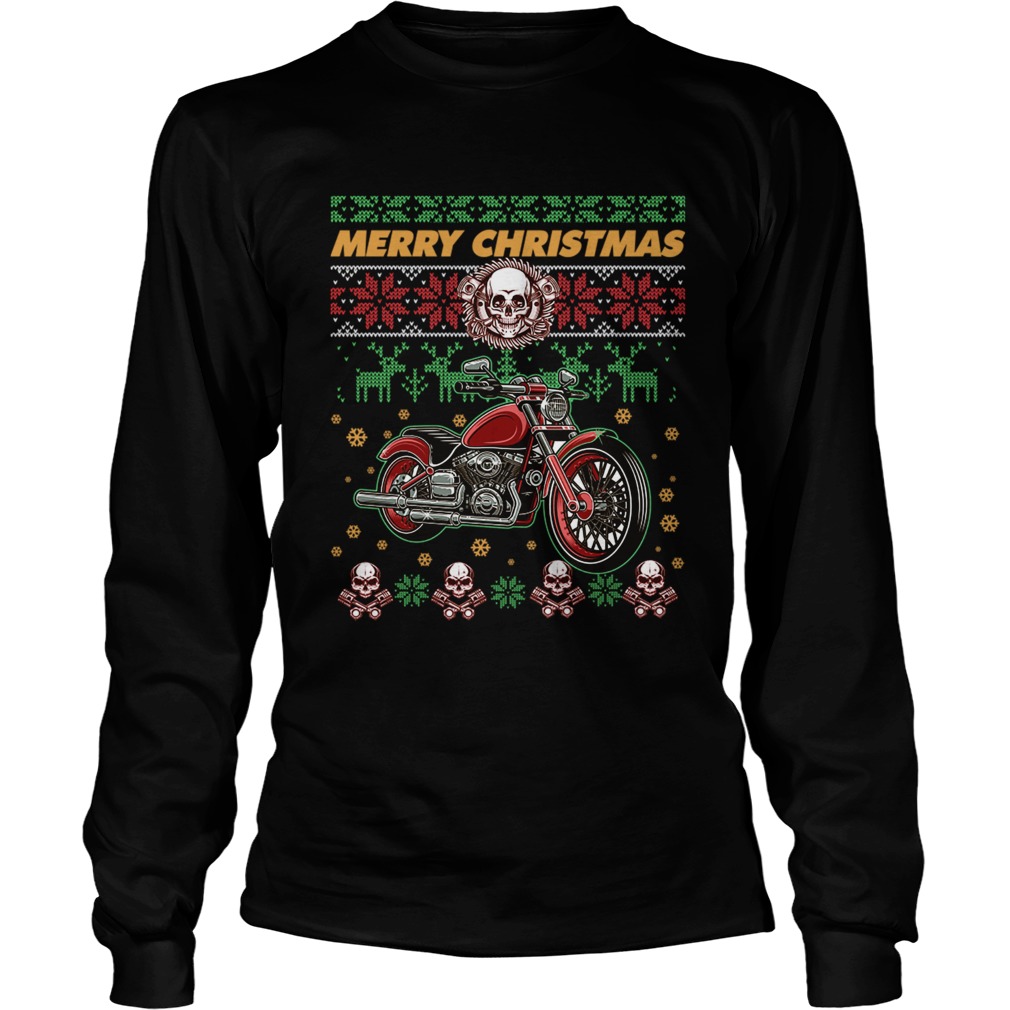 Ugly Christmas Vintage Motorcycle TShirt LongSleeve