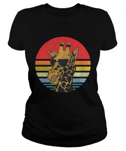 Vintage Giraffe Sunglasses Sunset Africa Zoo Shirt Classic Ladies