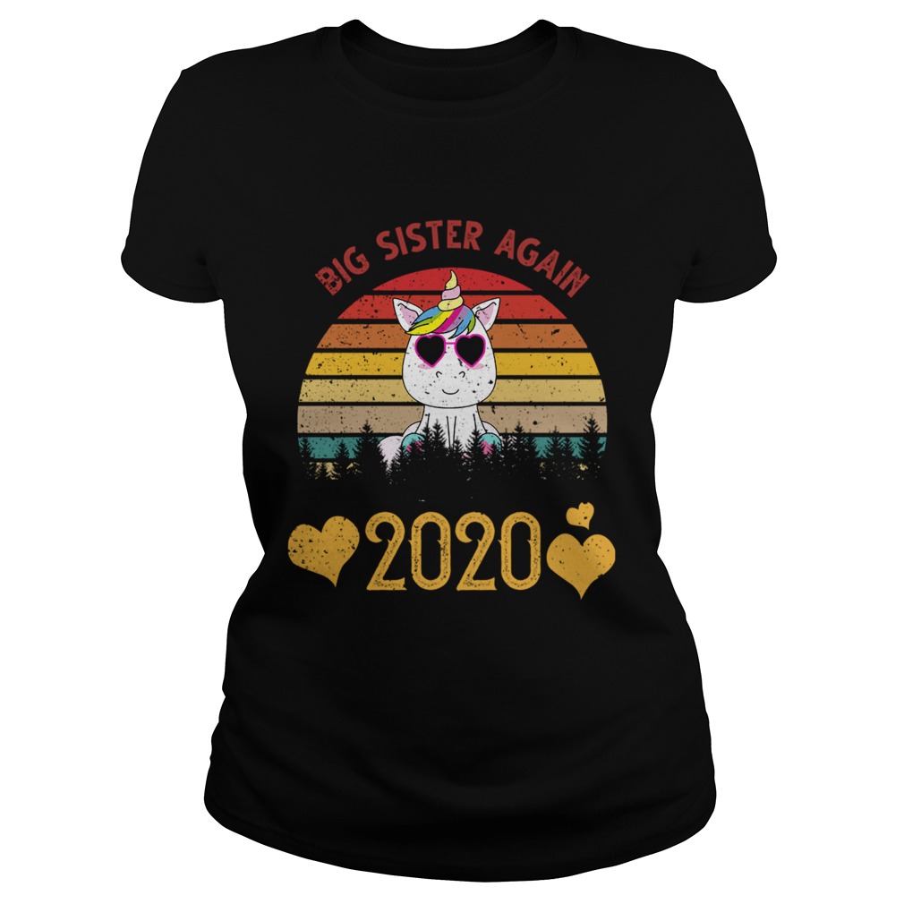 Vintage Retro Big Sister Again Unicorn Sister Day 2020 TShirt Classic Ladies