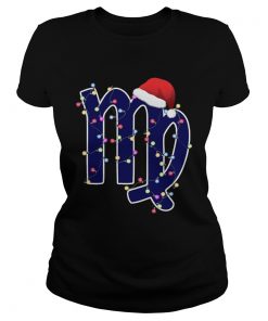 Virgo Zodiac Sign In Christmas Lights And Santas Hat TShirt Classic Ladies