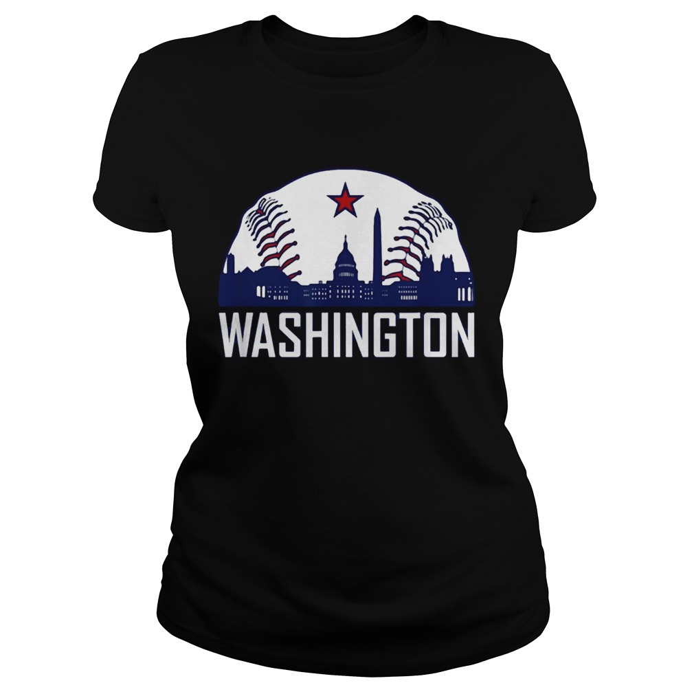 Washington DC Baseball Hometown Skyline National Vintage T Shirt Classic Ladies