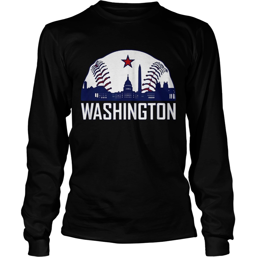 Washington DC Baseball Hometown Skyline National Vintage T Shirt LongSleeve