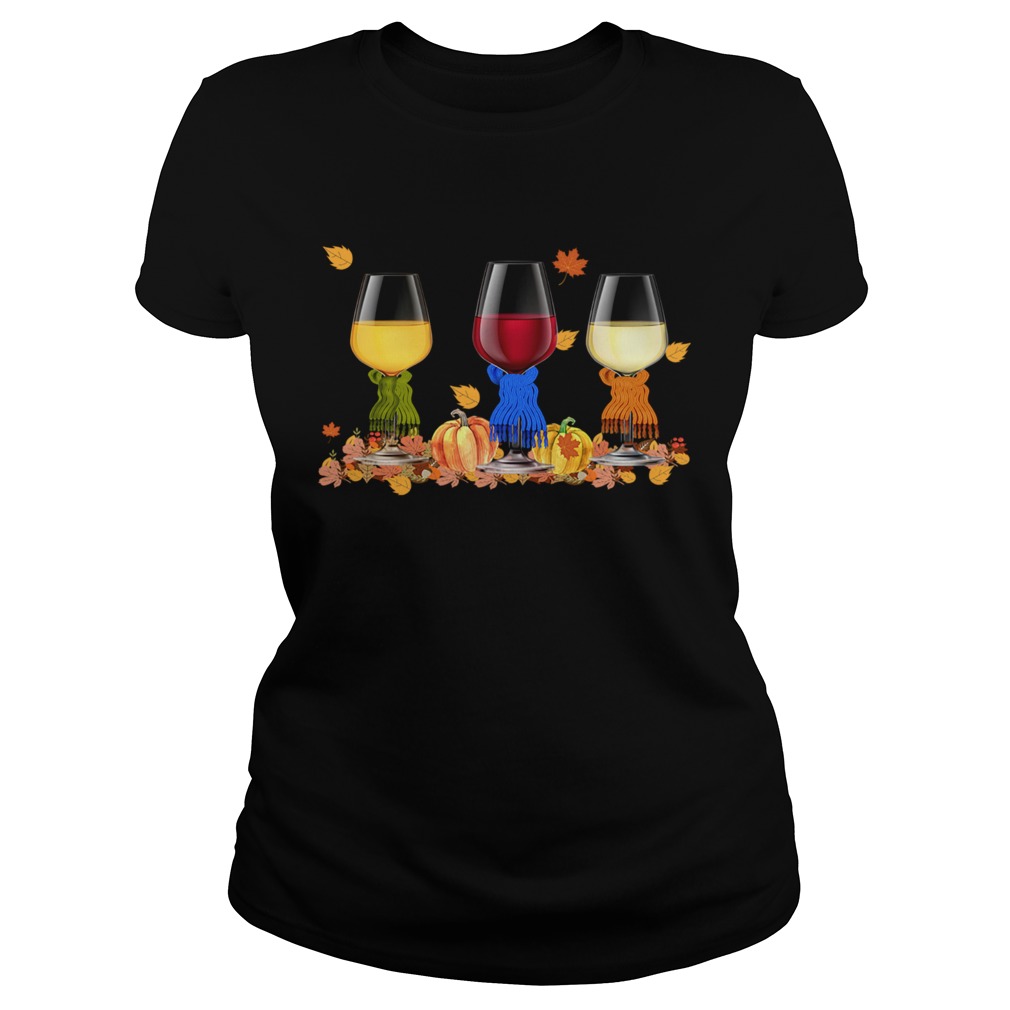 Wine Auturn Vibe Funny Wine Lover TShirt Classic Ladies