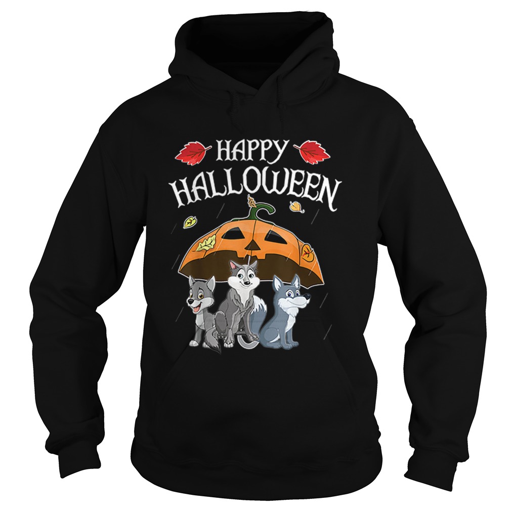 Wolfs In Scary Umbrella Rain Night Happy Halloween Day Hoodie