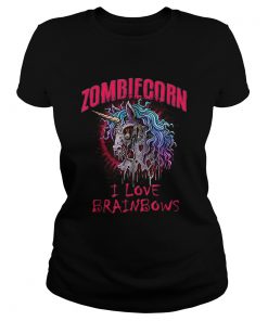 Zombie Unicorn I Love Brainbows Halloween Gothic Goth Punk  Classic Ladies