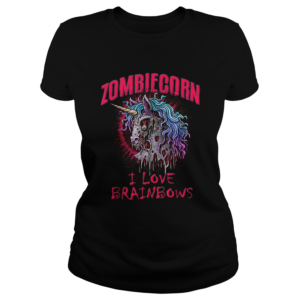 Zombie Unicorn I Love Brainbows Halloween Gothic Goth Punk Classic Ladies
