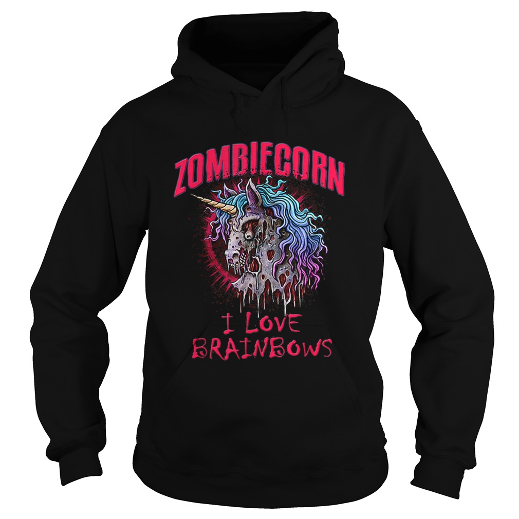 Zombie Unicorn I Love Brainbows Halloween Gothic Goth Punk Hoodie