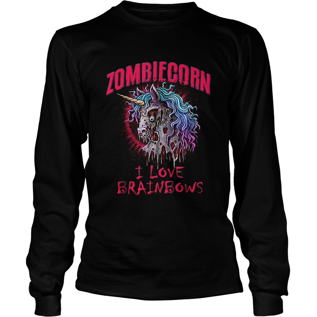 Zombie Unicorn I Love Brainbows Halloween Gothic Goth Punk LongSleeve