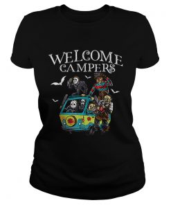 welcome campers funny camping 80s Horror Movie  Classic Ladies