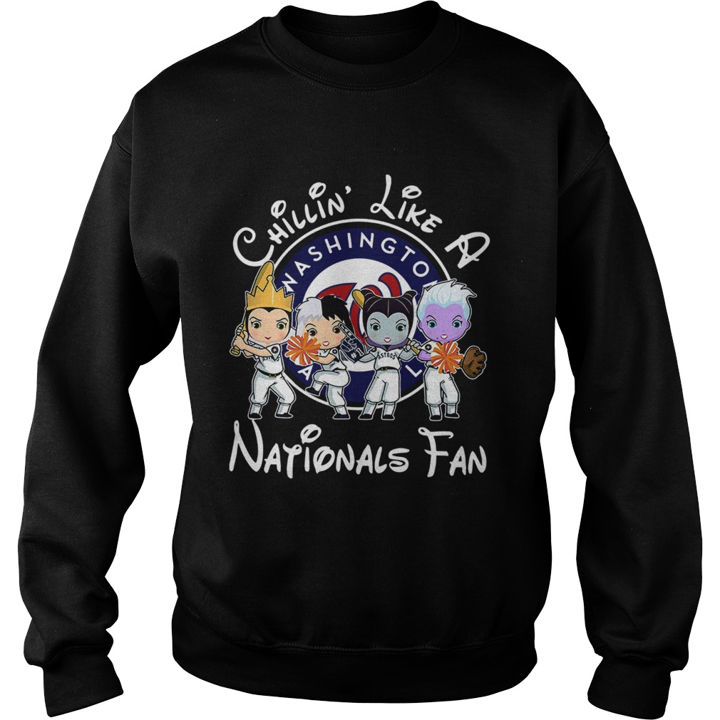 1572664095Cruella De Vil Evil Queen Ursula Maleficent Chillinâ€™ like a Washington Nationals fan Sweatshirt
