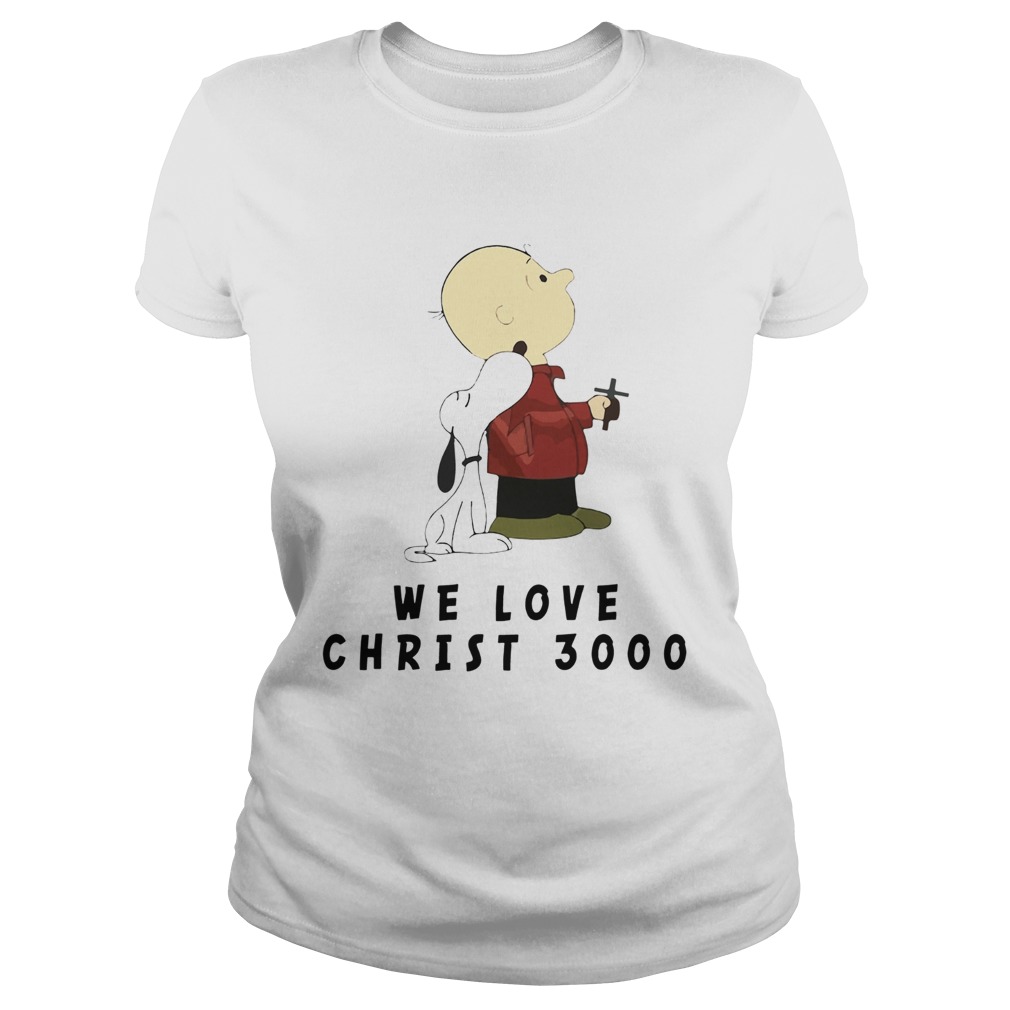1572838345Charlie Brown and Snoopy We love Christ 3000 Classic Ladies