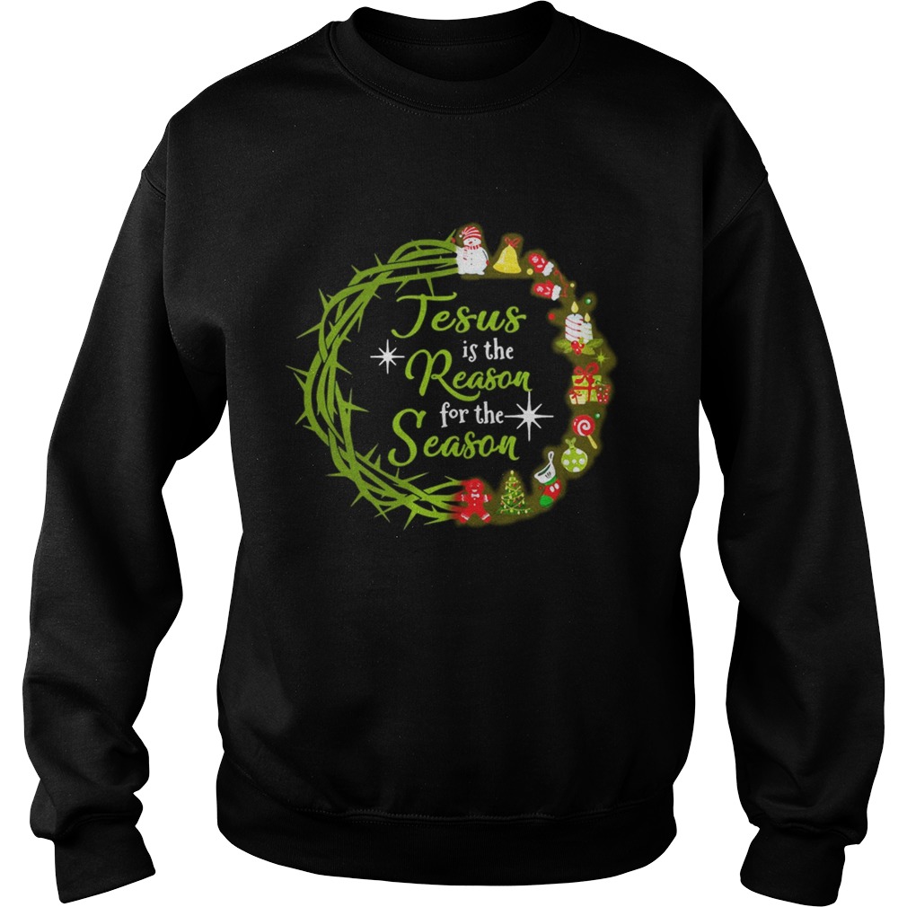 1572842127Jesus Is The Reason For The Season Christmas wreath Sweatshirt