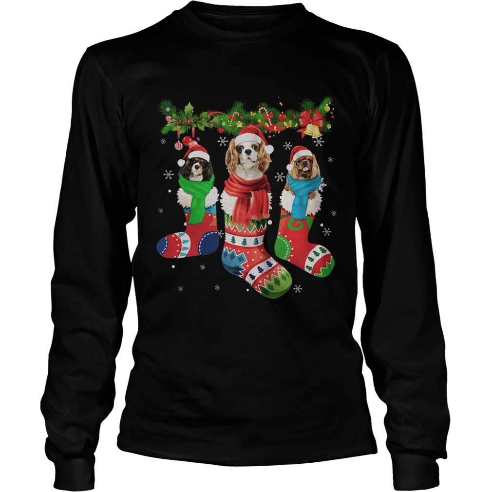 1572844001Cavalier King Charles Spaniel in stocking Merry Christmas LongSleeve