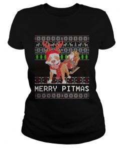 1572864854Merry Pitmas Ugly Christmas Pitbull Dog Funny Xmas Gift  Classic Ladies