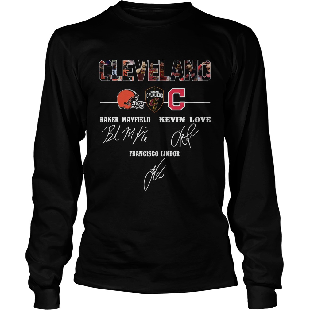1572871656Cleveland Cavaliers Baker Mayfield Kevin Love signature LongSleeve