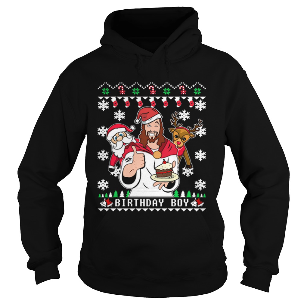 1573719664Birthday Jesus Santa And Reindeer Ugly Christmas Hoodie
