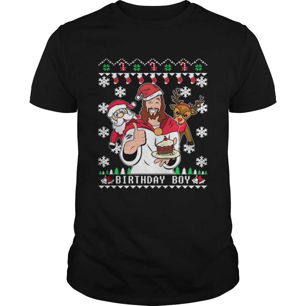 1573719664Birthday Jesus Santa And Reindeer Ugly Christmas shirt