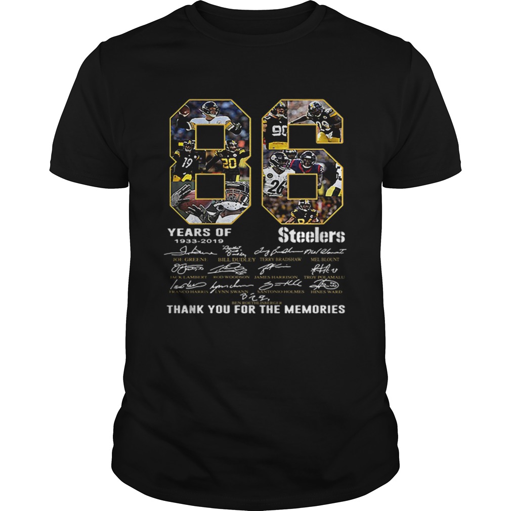 86 Years Of Pittsburgh Steelers 19332019 signatures shirt