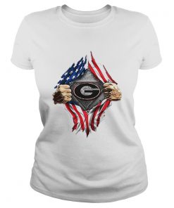 American Flag Blood inside me Georgia Bulldogs  Classic Ladies