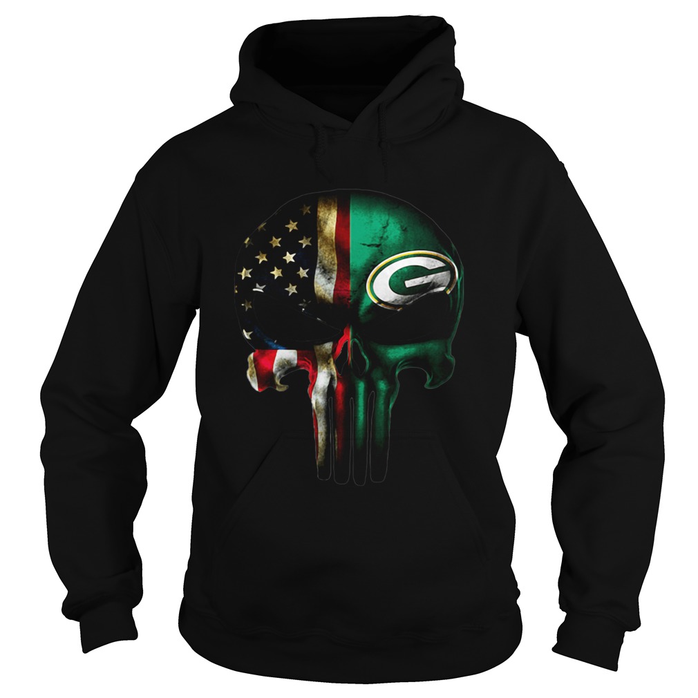 American Flag Veteran And Green Bay Packers Skull Hoodie