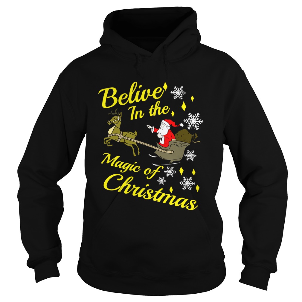 Believe in the magic christmas Santa claus riding reindeer Hoodie