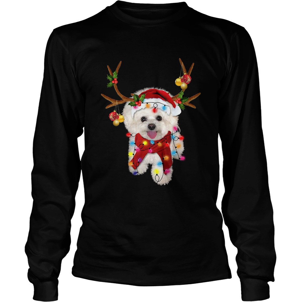 Bichon Frise Gorgeous Reindeer Christmas LongSleeve
