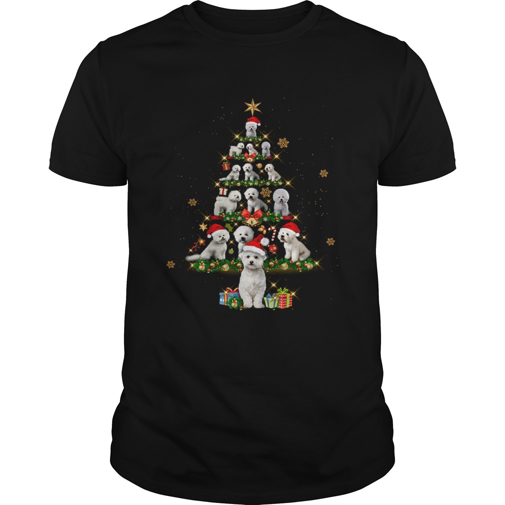 Bichon Frise Tree Christmas Santa Hat shirt