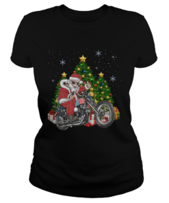 Biker Santa Motorcycle Merry Christmas Tree  Classic Ladies