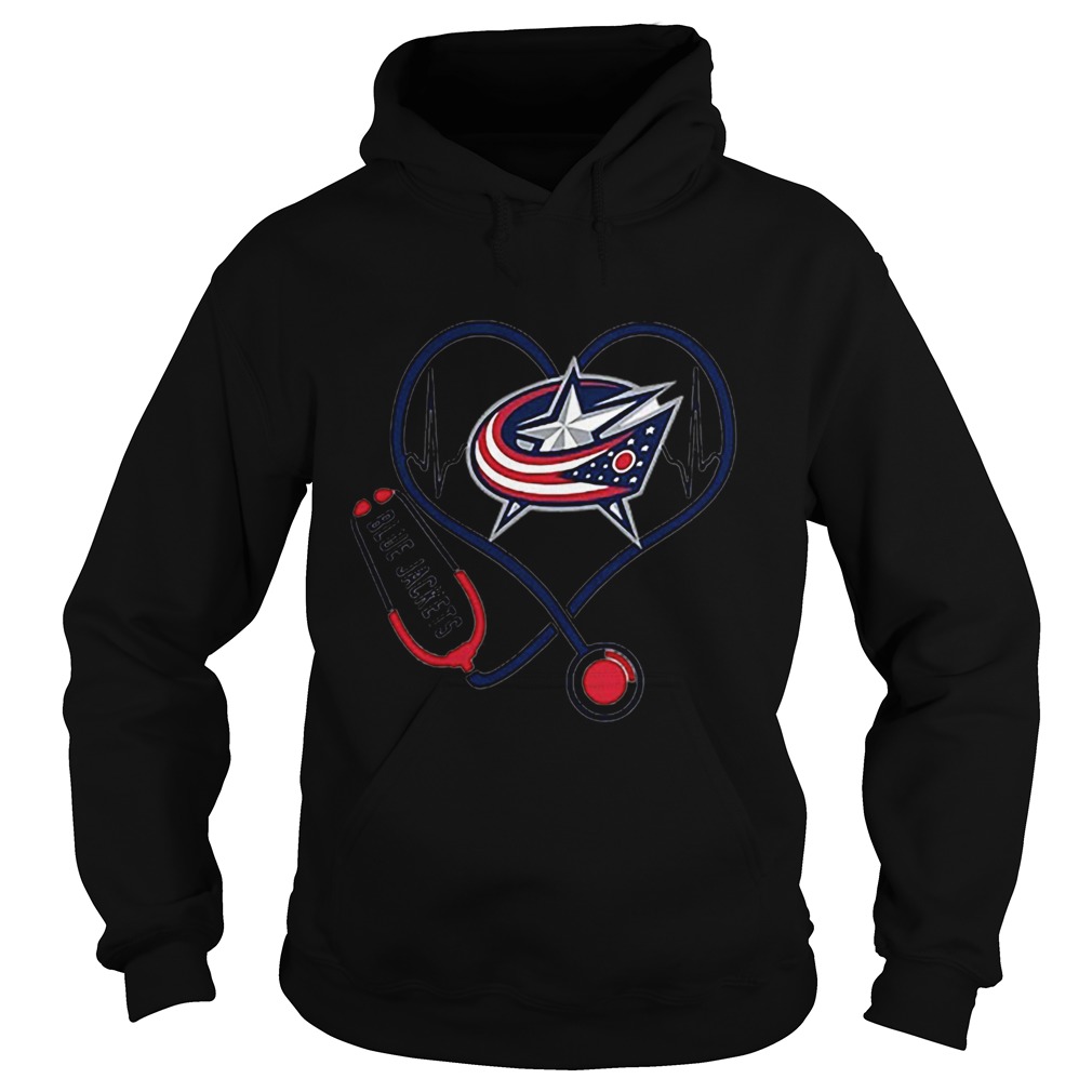 Blue Jackets heart Nurse stethoscope Hoodie