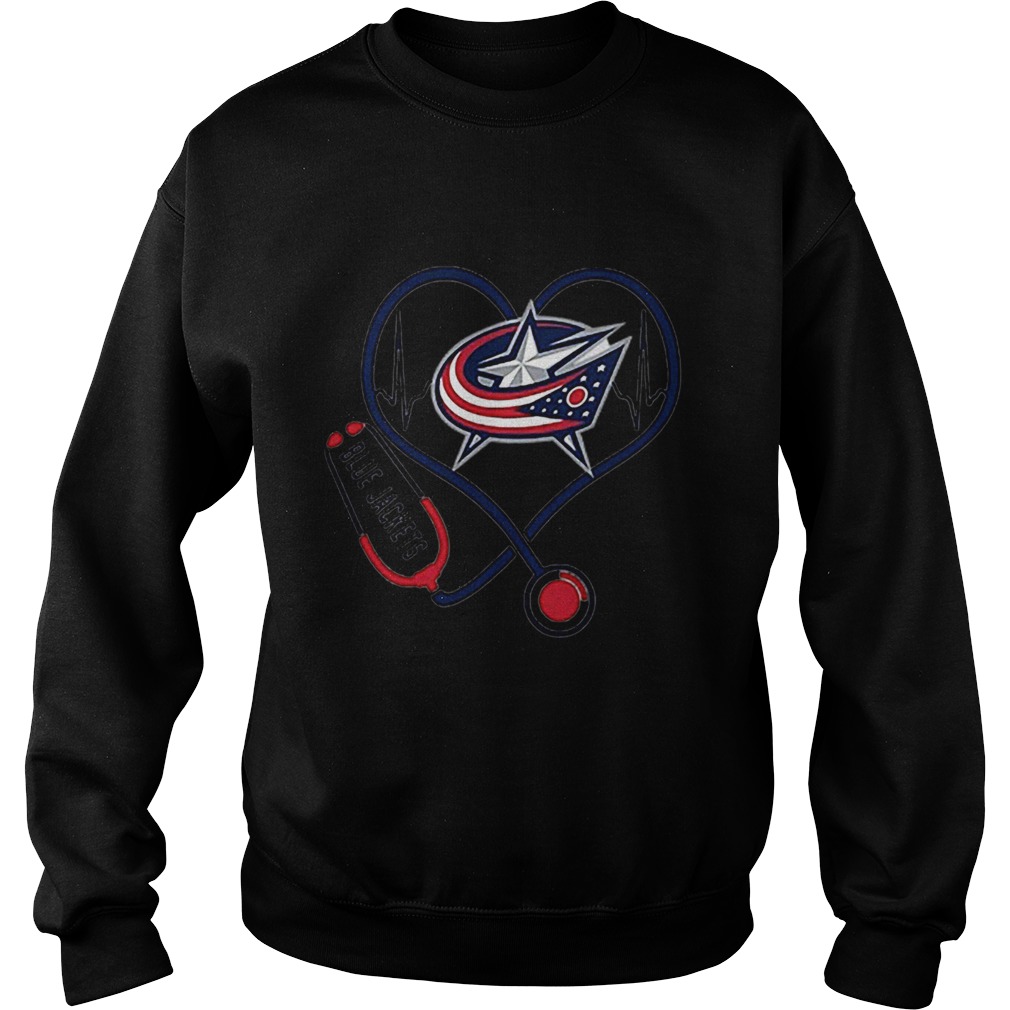 Blue Jackets heart Nurse stethoscope Sweatshirt