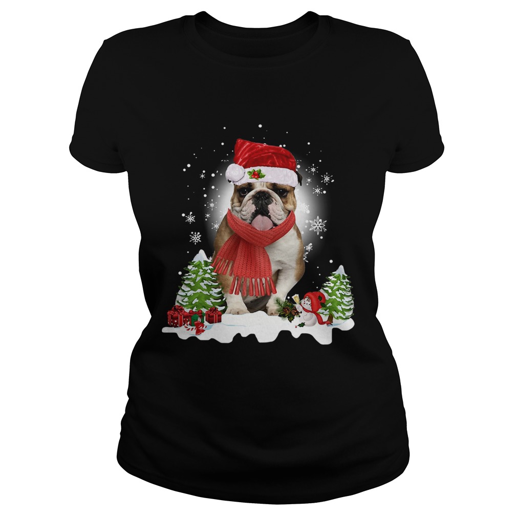 Bulldog Santa Clause Christmas Classic Ladies