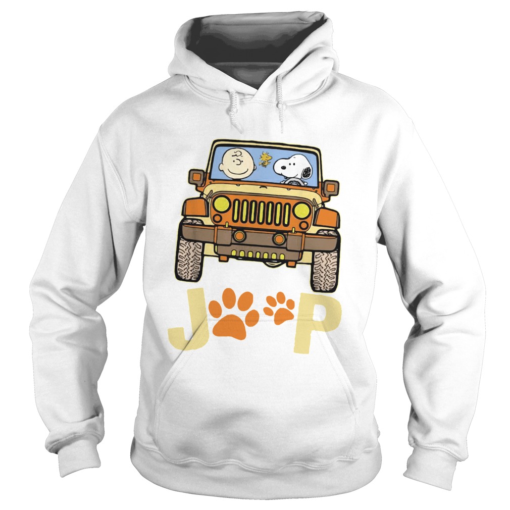 Charlie Brown and Snoopy Jeep paw dog Hoodie