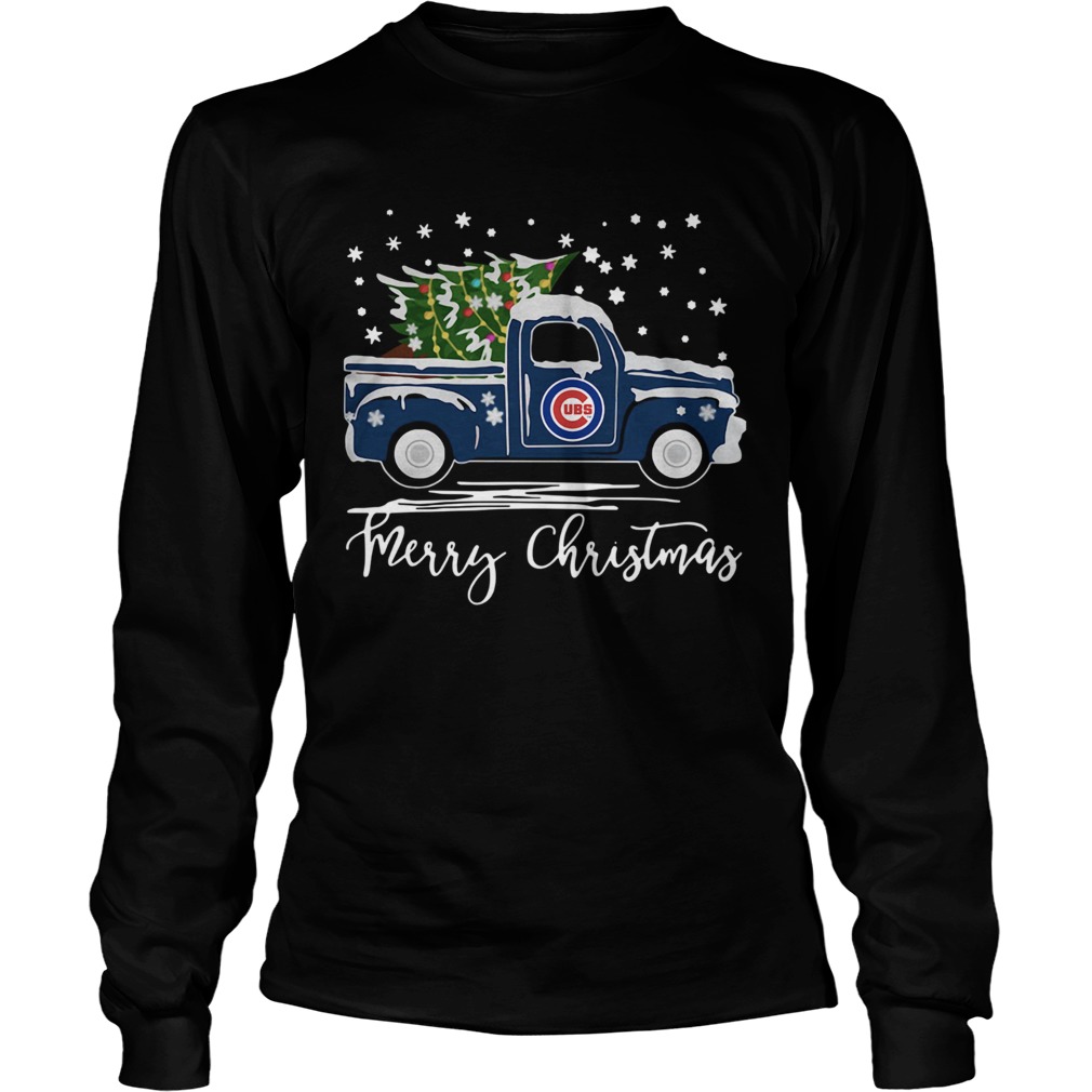 Chicago Cubs Pickup Truck Merry Christmas LongSleeve