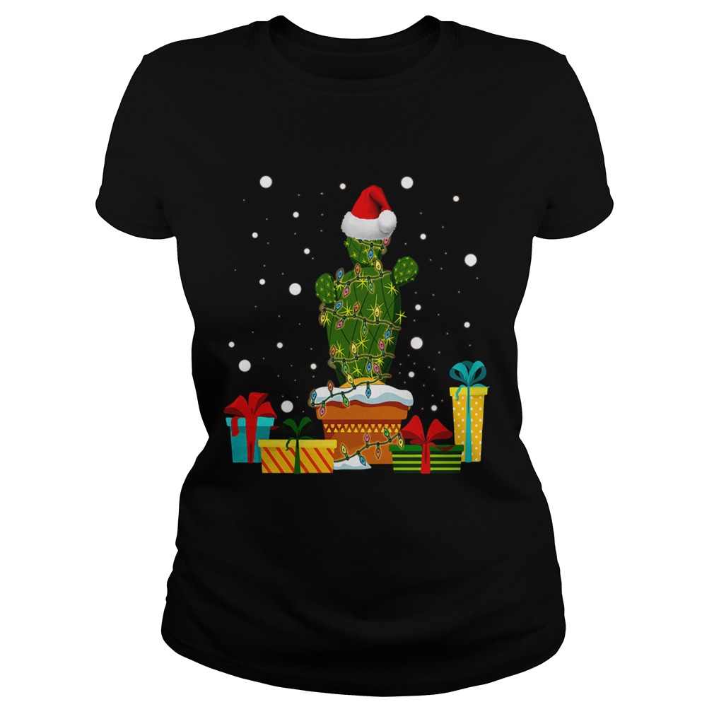 Christmas Lights Cactus Lover Funny Xmas Classic Ladies