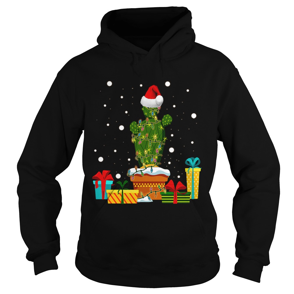 Christmas Lights Cactus Lover Funny Xmas Hoodie