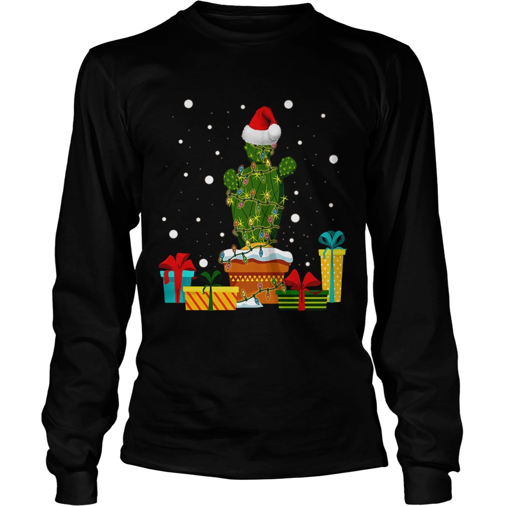 Christmas Lights Cactus Lover Funny Xmas LongSleeve