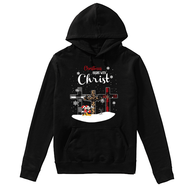 Christmas begins with christ cross Mickey Mouse Unisex Hoodie