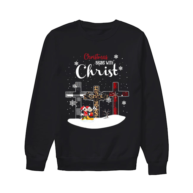 Christmas begins with christ cross Mickey Mouse Unisex Sweatshirt