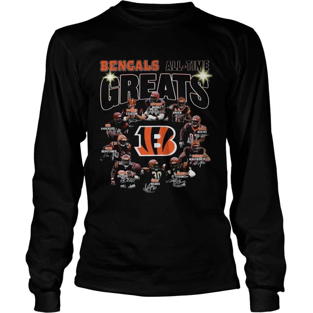 Cincinnati Bengals all time great players signatures LongSleeve