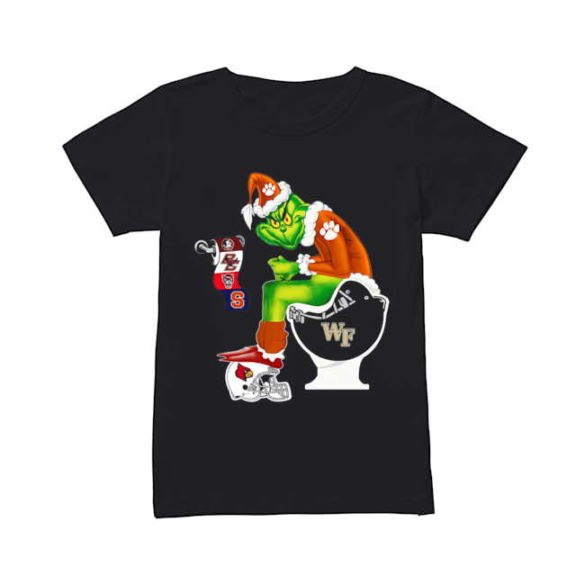Clemson Tigers Grinch Santa Cardinals Arizona Wake Forest Demon Deacons Toilet Classic Women's T-shirt