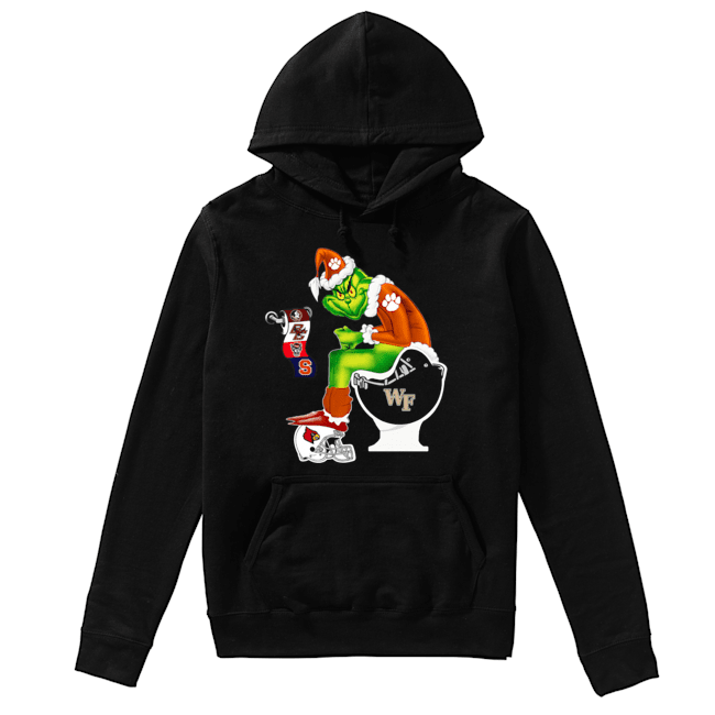 Clemson Tigers Grinch Santa Cardinals Arizona Wake Forest Demon Deacons Toilet Unisex Hoodie