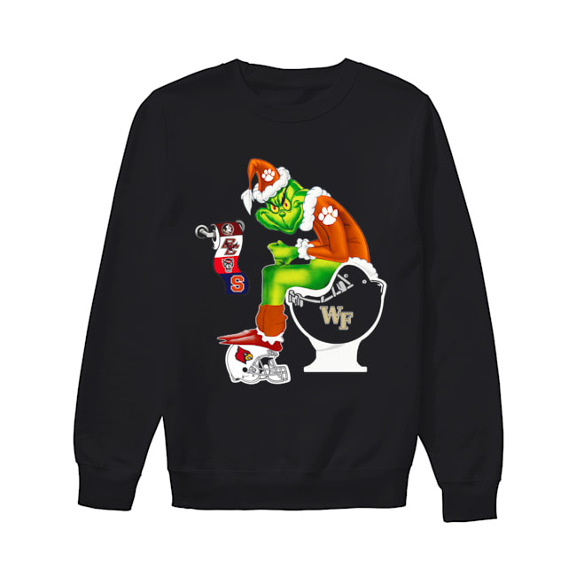 Clemson Tigers Grinch Santa Cardinals Arizona Wake Forest Demon Deacons Toilet Unisex Sweatshirt